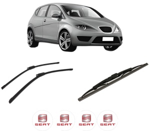 Set 3 stergatoare SEAT ALTEA (5P1) din 2004-2015, pentru parbriz si luneta fata si spate auto, Bosch Twin-Aerotwin, din cauciuc siliconat rezistent, 4 Stickere Auto SEAT - Img 2