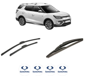 Set 3 stergatoare SSANGYONG XLV SUV din 2016, pentru parbriz si luneta fata si spate auto, Bosch Twin-Aerotwin Retrofit, din cauciuc siliconat rezistent, 4 Stickere Auto SSANGYONG - Img 2