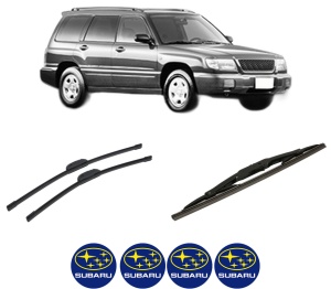 Set 3 stergatoare SUBARU FORESTER (SF_) din 1997-2002, pentru parbriz si luneta fata si spate auto, Bosch Twin-Aerotwin Retrofit, din cauciuc siliconat rezistent, 4 Stickere Auto SUBARU - Img 2