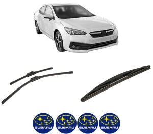 Set 3 stergatoare SUBARU IMPREZA Hatchback (GT_) din 2016-2017, pentru parbriz si luneta fata si spate auto, Bosch Twin-Aerotwin, din cauciuc siliconat rezistent, 4 Stickere Auto SUBARU - Img 2