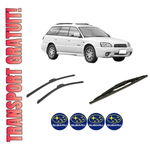 Set 3 stergatoare SUBARU OUTBACK (BE, BH) din 2000-2003, pentru parbriz si luneta fata si spate auto, Bosch Twin-Aerotwin Retrofit, din cauciuc siliconat rezistent, 4 Stickere Auto SUBARU