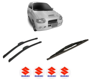 Set 3 stergatoare SUZUKI ALTO V (HA12_, HA23_, HA22_) din 2000-2002, pentru parbriz si luneta fata si spate auto, Bosch Twin-Aerotwin Retrofit, din cauciuc siliconat rezistent, 4 Stickere Auto SUZUKI - Img 2