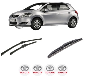 Set 3 stergatoare TOYOTA AURIS (_E15_) din 2006-2012, pentru parbriz si luneta fata si spate auto, Bosch Twin-Aerotwin Retrofit, din cauciuc siliconat rezistent, 4 Stickere Auto TOYOTA - Img 2