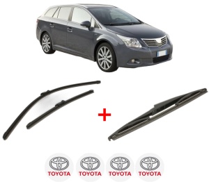 Set 3 stergatoare TOYOTA AVENSIS Estate (_T27_) din 2008 - 2018, pentru parbriz si luneta fata si spate auto, Bosch Twin, din cauciuc siliconat rezistent, 4 Stickere Auto TOYOTA v3653