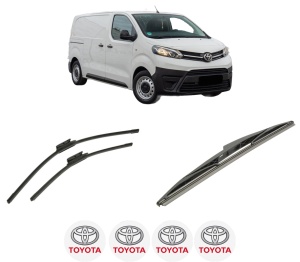 Set 3 stergatoare TOYOTA PROACE Van (MDZ_) din 2016-2024, pentru parbriz si luneta fata si spate auto, Bosch Twin-Aerotwin, din cauciuc siliconat rezistent, 4 Stickere Auto TOYOTA - Img 2