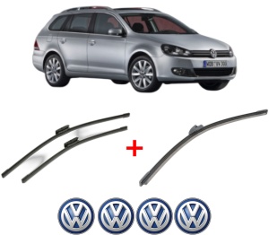 Set 3 stergatoare Volkswagen GOLF VAN VI Variant (AJ5) din 2009 - 2014, pentru parbriz si luneta fata si spate auto, Bosch Aerotwin, din cauciuc siliconat rezistent, 4 Stickere Auto VW v7193
