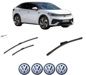 Set 3 stergatoare Volkswagen ID.5 (E39) din 2021, pentru parbriz si luneta fata si spate auto, Bosch Aerotwin-Aerotwin, din cauciuc siliconat rezistent, 4 Stickere Auto Volkswagen - Img 2