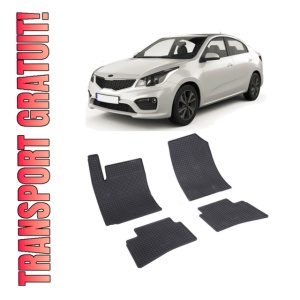 Set 4 covorase Kia Rio 2017-prezent, din cauciuc 100%, compatibile cu autoturismul KIA Rio