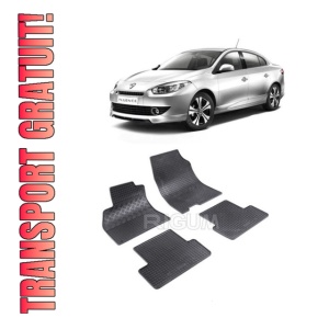 Set 4 covorase Renault Fluence 2009-2018, din cauciuc 100%, compatibile cu autoturismul RENAULT Fluence
