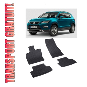 Set 4 covorase Seat Ateca 2016-prezent, din cauciuc 100%, compatibile cu autoturismul SEAT Ateca