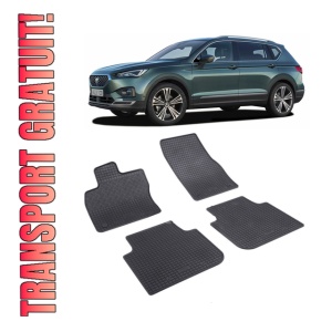 Set 4 covorase Seat Tarraco 2019-prezent, din cauciuc 100%, compatibile cu autoturismul SEAT Tarraco