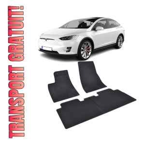 Set 4 covorase Tesla X 2015-2020, din cauciuc 100%, compatibile cu autoturismul TESLA X