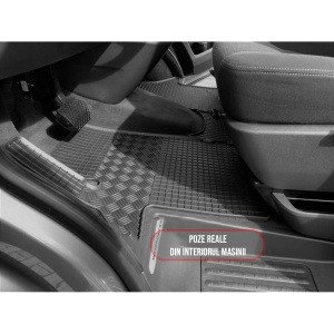 Set 4 covorase Volkswagen T 6 Transporter/Caravelle/Multivan 2 Locuri 2015- + Tunel2019, din cauciuc 100%, compatibile cu autoturismul Volkswagen T v5335