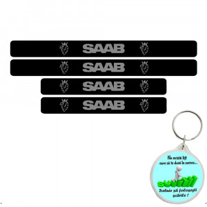 Set 4 protectii praguri auto, autoadezive Saab si breloc Succes, accesorii pentru autoturismul tau - masina v247136
