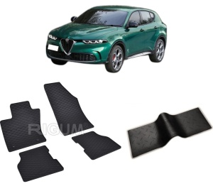 Set 5 covorase ALFA ROMEO TONALE PHEV Q4 din 11.2022-PREZENT, cu covoras tunel median, CAROSERIE SUV, Presuri cauciuc 100%, compatibil cu autoturismul ALFA ROMEO TONALE PHEV Q4, Rigum - Img 2