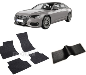 Set 5 covorase AUDI A6 C8 din 06.2018-PREZENT, cu covoras tunel median, CAROSERIE SEDAN, Presuri cauciuc 100%, compatibil cu autoturismul AUDI A6 C8, Rigum - Img 2