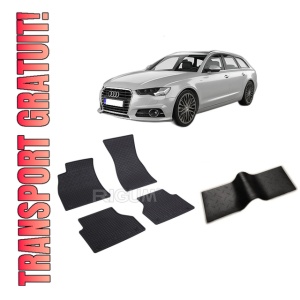 Set 5 covorase AUDI A6 C8 din 09.2018-PREZENT, cu covoras tunel median, CAROSERIE COMBI, Presuri cauciuc 100%, compatibil cu autoturismul AUDI A6 C8, Rigum