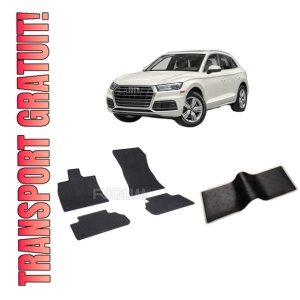 Set 5 covorase AUDI Q5 FY din 01.2017-PREZENT, cu covoras tunel median, CAROSERIE SUV, Presuri cauciuc 100%, compatibil cu autoturismul AUDI Q5 FY, Rigum