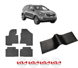 Set 5 covorase auto KIA SPORTAGE III (SL) din 2010-2023, cu covoras tunel median, presuri auto din cauciuc, 4x Stickere auto cu KIA - Img 2