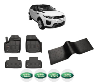 Set 5 covorase auto LAND ROVER RANGE ROVER EVOQUE VAN (L538) din 2007-2018, cu covoras tunel median, presuri auto din cauciuc, 4x Stickere auto cu LAND ROVER - Img 2