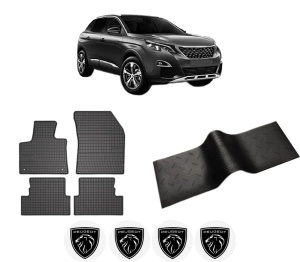Set 5 covorase auto PEUGEOT 3008 Van (MR_, MC_, MJ_) din 2008-2017, cu covoras tunel median, presuri auto din cauciuc, 4x Stickere auto cu PEUGEOT - Img 2