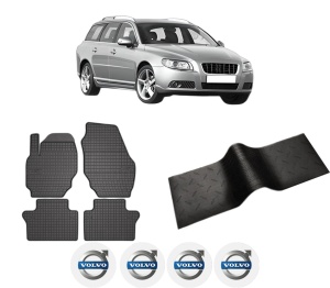 Set 5 covorase auto VOLVO V70 III (135) din 2014-2021, cu covoras tunel median, presuri auto din cauciuc, 4x Stickere auto cu VOLVO - Img 2