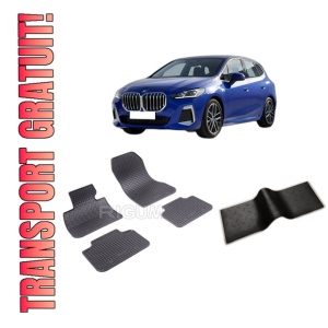 Set 5 covorase BMW SERIA 2 U06 din 11.2021-PREZENT, cu covoras tunel median, CAROSERIE VAN, Presuri cauciuc 100%, compatibil cu autoturismul BMW SERIA 2 U06, Rigum