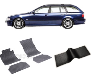 Set 5 covorase BMW SERIA 5 E39 din 1996-06.2003, cu covoras tunel median, CAROSERIE COMBI, Presuri cauciuc 100%, compatibil cu autoturismul BMW SERIA 5 E39, Rigum - Img 2