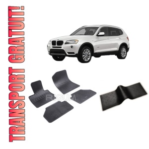 Set 5 covorase BMW X3 F25 din 11.2010-10.2017, cu covoras tunel median, CAROSERIE SUV, Presuri cauciuc 100%, compatibil cu autoturismul BMW X3 F25, Rigum