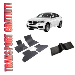 Set 5 covorase BMW X6 F16 din 11.2014-10.2019, cu covoras tunel median, CAROSERIE SUV, Presuri cauciuc 100%, compatibil cu autoturismul BMW X6 F16, Rigum