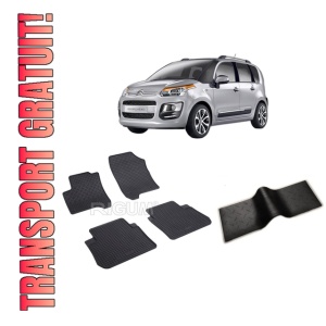 Set 5 covorase CITROEN C3 PICASSO din 2009-10.2017, cu covoras tunel median, CAROSERIE VAN, Presuri cauciuc 100%, compatibil cu autoturismul CITROEN C3 PICASSO, Rigum