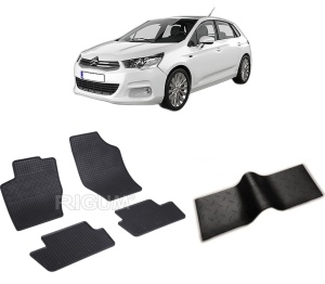 Set 5 covorase CITROEN C4 II din 10.2010-03.2018, cu covoras tunel median, CAROSERIE HATCHBACK, Presuri cauciuc 100%, compatibil cu autoturismul CITROEN C4 II, Rigum - Img 2
