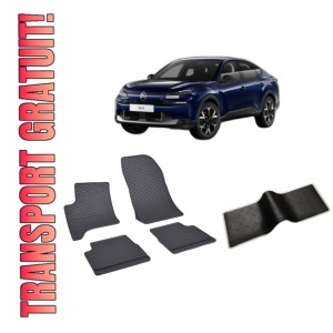 Set 5 covorase CITROEN C4 X MHEV FACELIFT din 03.2025-PREZENT, cu covoras tunel median, CAROSERIE SUV, Presuri cauciuc 100%, compatibil cu autoturismul CITROEN C4 X MHEV FACELIFT, Rigum