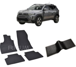 Set 5 covorase DACIA DUSTER III HYBRID din 06.2024-PREZENT, cu covoras tunel median, CAROSERIE SUV, Presuri cauciuc 100%, compatibil cu autoturismul DACIA DUSTER III HYBRID, Rigum - Img 2