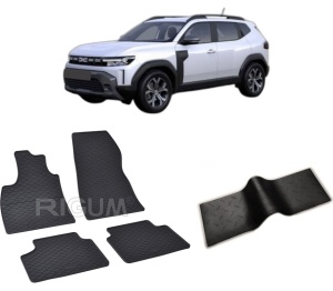 Set 5 covorase DACIA DUSTER III LPG din 06.2024-PREZENT, cu covoras tunel median, CAROSERIE SUV, Presuri cauciuc 100%, compatibil cu autoturismul DACIA DUSTER III LPG, Rigum - Img 2