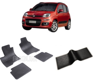 Set 5 covorase FIAT PANDA III din 03.2012-PREZENT, cu covoras tunel median, CAROSERIE HATCHBACK, Presuri cauciuc 100%, compatibil cu autoturismul FIAT PANDA III, Rigum - Img 2