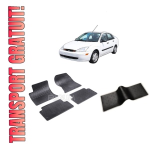 Set 5 covorase FORD FOCUS I din 1998-2004, cu covoras tunel median, CAROSERIE SEDAN, Presuri cauciuc 100%, compatibil cu autoturismul FORD FOCUS I, Rigum