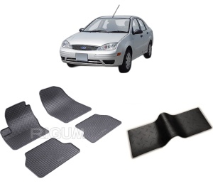 Set 5 covorase FORD FOCUS II din 2004-02.2011, cu covoras tunel median, CAROSERIE SEDAN, Presuri cauciuc 100%, compatibil cu autoturismul FORD FOCUS II, Rigum - Img 2