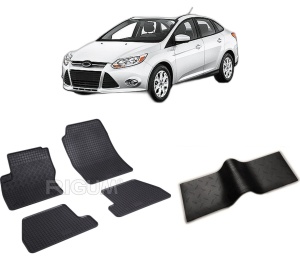 Set 5 covorase FORD FOCUS III din 03.2011-08.2018, cu covoras tunel median, CAROSERIE SEDAN, Presuri cauciuc 100%, compatibil cu autoturismul FORD FOCUS III, Rigum - Img 2
