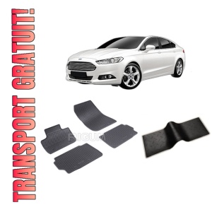 Set 5 covorase FORD MONDEO V din 01.2015-04.2022, cu covoras tunel median, CAROSERIE HATCHBACK, Presuri cauciuc 100%, compatibil cu autoturismul FORD MONDEO V, Rigum