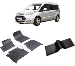 Set 5 covorase FORD TOURNEO CONNECT II din 06.2014-09.2023, cu covoras tunel median, CAROSERIE VAN 5 LOCURI, Presuri cauciuc 100%, compatibil cu autoturismul FORD TOURNEO CONNECT II, Rigum - Img 2