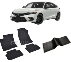 Set 5 covorase HONDA CIVIC XI din 11.2022-PREZENT, cu covoras tunel median, CAROSERIE HATCHBACK, Presuri cauciuc 100%, compatibil cu autoturismul HONDA CIVIC XI, Rigum - Img 2