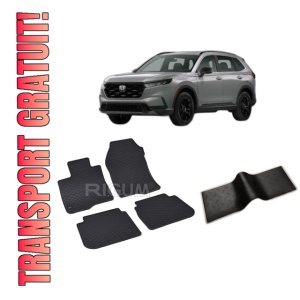 Set 5 covorase HONDA CR-V VI HYBRID din 08.2023-PREZENT, cu covoras tunel median, CAROSERIE SUV, Presuri cauciuc 100%, compatibil cu autoturismul HONDA CR-V VI HYBRID, Rigum