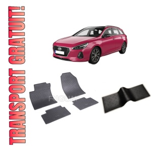 Set 5 covorase HYUNDAI I30 III MHEV din 02.2020-PREZENT, cu covoras tunel median, CAROSERIE COMBI, Presuri cauciuc 100%, compatibil cu autoturismul HYUNDAI I30 III MHEV, Rigum