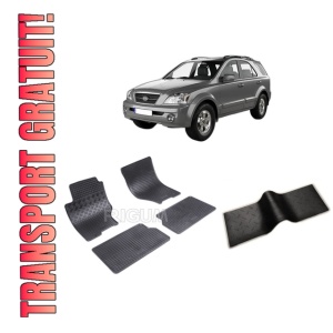 Set 5 covorase KIA SORENTO I din 2002-2009, cu covoras tunel median, CAROSERIE SUV, Presuri cauciuc 100%, compatibil cu autoturismul KIA SORENTO I, Rigum