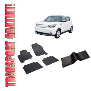 Set 5 covorase KIA SOUL EV I din 2014-2019, cu covoras tunel median, CAROSERIE HATCHBACK, Presuri cauciuc 100%, compatibil cu autoturismul KIA SOUL EV I, Rigum