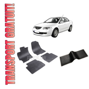 Set 5 covorase MAZDA 6 I din 02.2002-2008, cu covoras tunel median, CAROSERIE SEDAN, Presuri cauciuc 100%, compatibil cu autoturismul MAZDA 6 I, Rigum