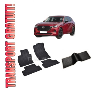 Set 5 covorase MAZDA CX -60 din 08.2022-PREZENT, cu covoras tunel median, CAROSERIE SUV, Presuri cauciuc 100%, compatibil cu autoturismul MAZDA CX -60, Rigum