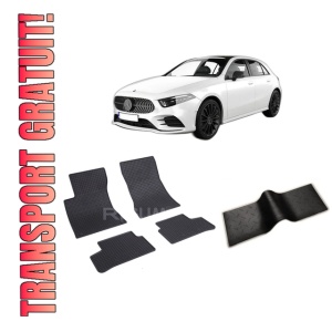 Set 5 covorase MERCEDES A-CLASS W177 din 05.2018-PREZENT, cu covoras tunel median, CAROSERIE HATCHBACK, Presuri cauciuc 100%, compatibil cu autoturismul MERCEDES A-CLASS W177, Rigum