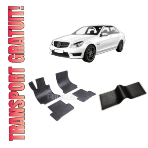 Set 5 covorase MERCEDES C-CLASS W204 din 04.2007-02.2014, cu covoras tunel median, CAROSERIE SEDAN, Presuri cauciuc 100%, compatibil cu autoturismul MERCEDES C-CLASS W204, Rigum